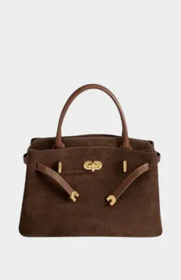 Mi Bolsa London Kensington Genuine Suede Leather Top Handle Bag in Brown at Nordstrom | Nordstrom