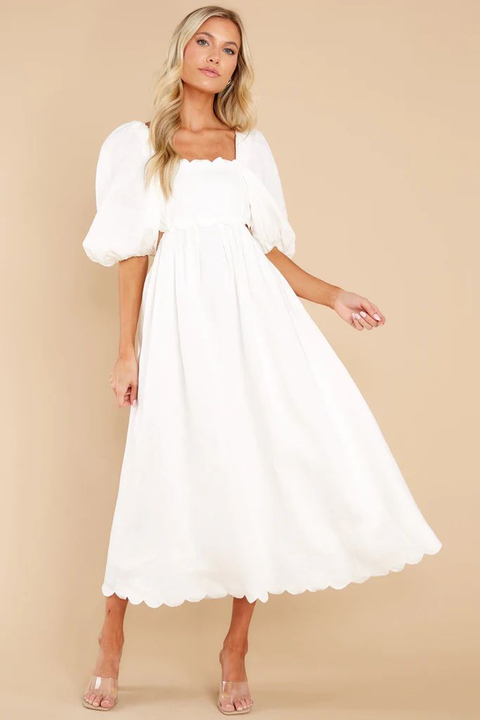 Endless Romance White Midi Dress | Red Dress 