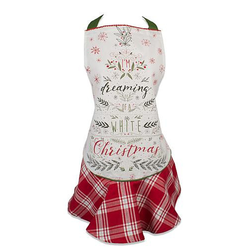 Design Imports White Christmas Tree Ruffle Apron | HSN