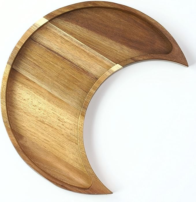 Moon Tray Crystal Holder and Display - Acacia Wood Crystal Tray for Stones, Healing Crystals and ... | Amazon (US)