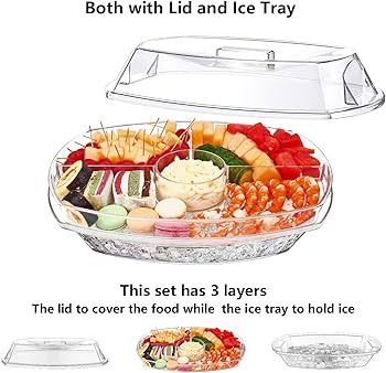 INNOVATIVE LIFE Appetizer Serving Tray on Ice, 15 Inch Party Platter with 4 Ice Cube Tray, Kitche... | Amazon (US)