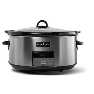 Crock-Pot 8qt Programmable Slow Cooker Black Stainless: Digital Timer, Keep Warm, Removable Stoneware, Dishwasher-Safe | Target