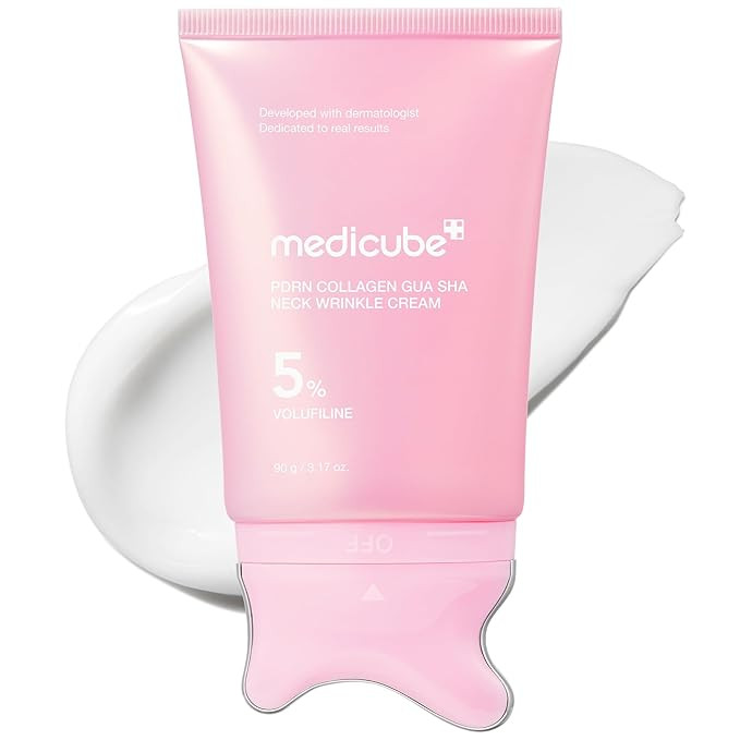 medicube PDRN Collagen Gua Sha Neck Wrinkle Cream | Built-In Gua Sha Massager with Volufiline 5% ... | Amazon (US)