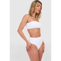 Womens Mix & Match Crinkle Bandeau Bikini Top - White - 6 | boohoo (US & Canada)