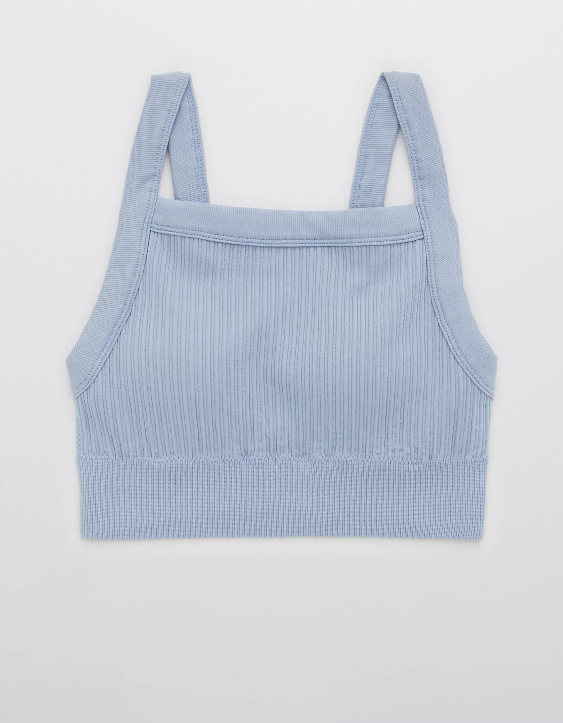 Aerie Ribbed Seamless High Neck Longline Bralette | American Eagle Outfitters (US & CA)