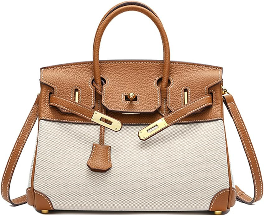 Top Handle Bags for Women, Leather and Canvas Satchel Purses Handbags Ladies Tote Bag with Adjust... | Amazon (US)