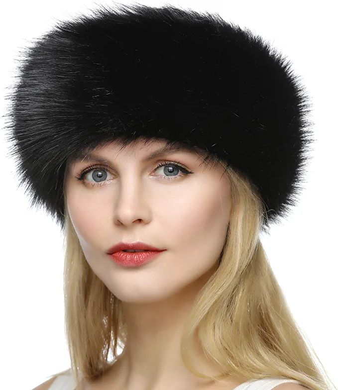 Dikoaina Womens Faux Fur Headband Winter Earwarmer Earmuff Hat Ski | Amazon (US)