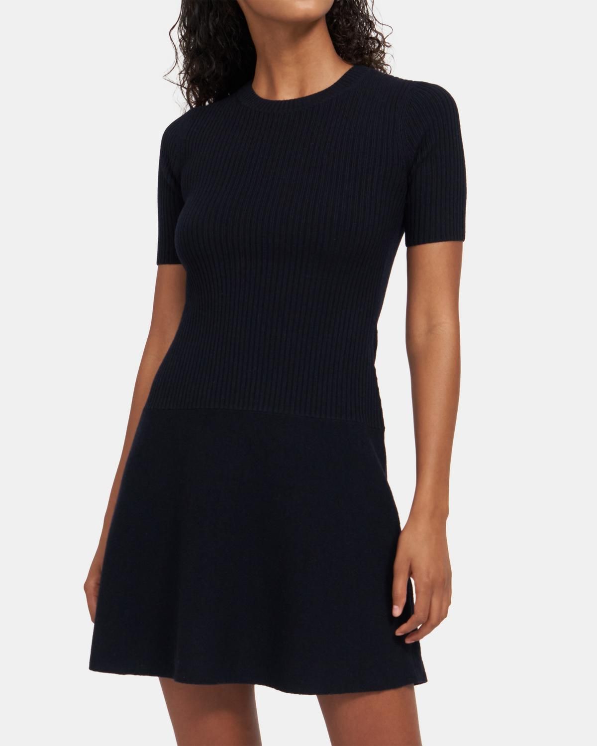 Crewneck Rib Dress in Stretch-Knit | Theory Outlet