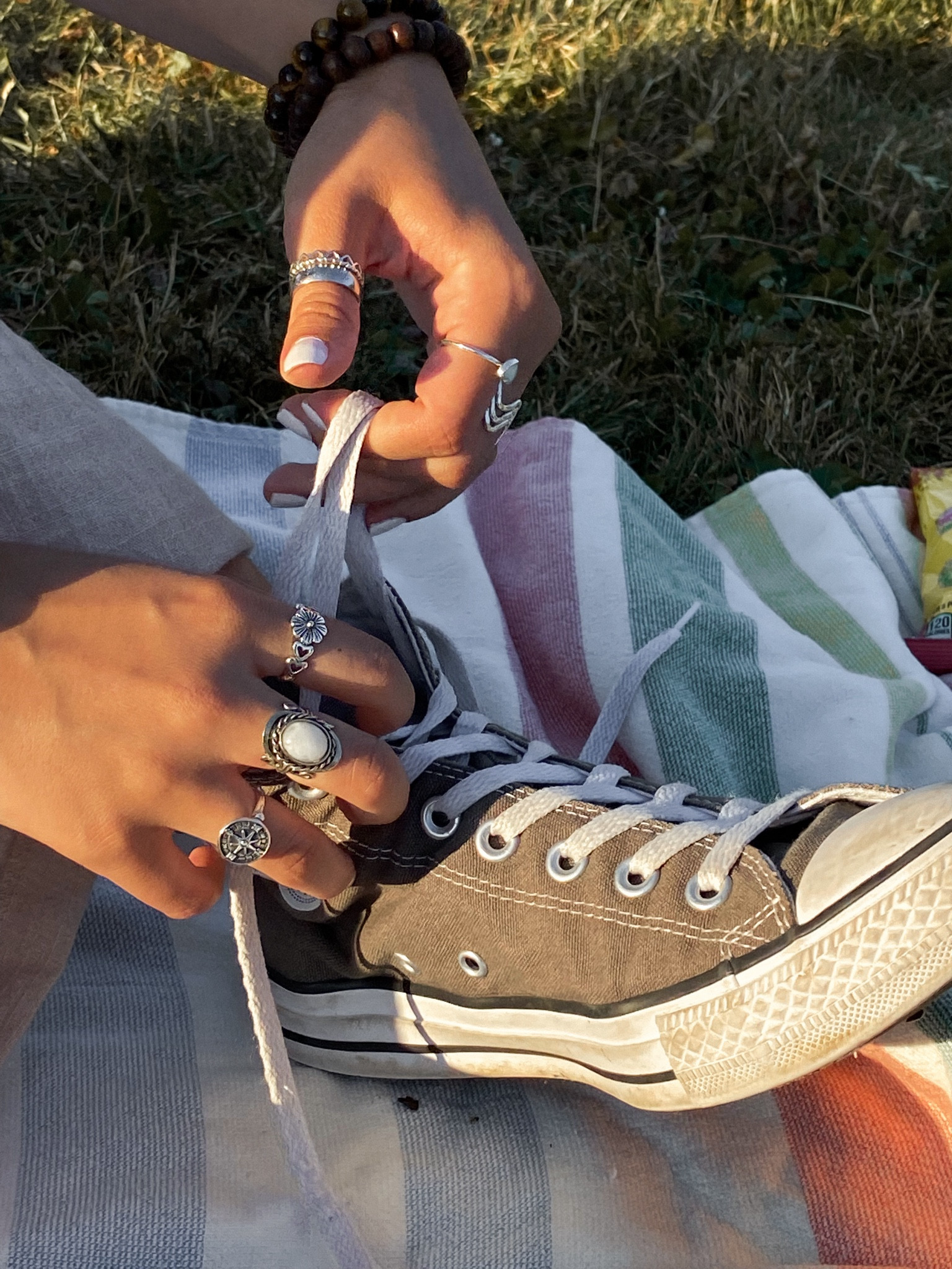 cutest grey converse 🫶🏼 linked a similar pair, rings are from random farmers markets 🥲 

#LTKU #LTKSeasonal #LTKSpringSale