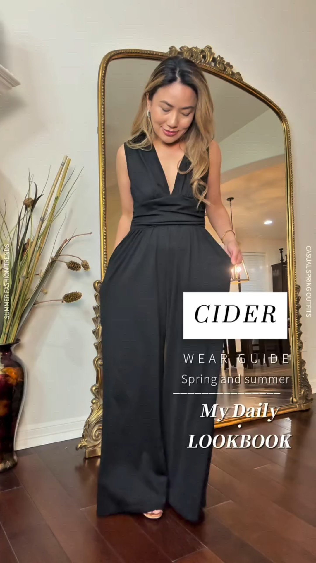 GRWM | Wearing the ultimate one-and-done outfit—stunning black jumpsuit from @shopcider is an absolute must-have. #shopcider 

✨Love the flattering neckline and waist-defining ruching. Very chic and yes, it has pockets (a total win). ❤️

𝒙𝒐, 𝑵𝒊𝒏𝒂 💋 #𝒎𝒚𝒑𝒆𝒕𝒊𝒕𝒆𝒕𝒉𝒆𝒐𝒓𝒚 

. ✦　　°　. 　●　　.　　˚　　　ﾟ　　　•　　　✦ 　　　 ‍　˚　　✦　　°　. 　●　　.　　˚　　　ﾟ　　　•　　　✦ 　　 ‍#ootd #grwm #outfitoftheday #outfitinspiration
#reelscreators❤️ #petitestyletips #ltkpetite #fashionreelcreator #petitebloggerstyle #waystowearit #getdresswithme  #minimaliststyledaily #chicstyling #SpringOutfits2025 #quietluxurystyle #creatorsearchinsights #whattowear #elevateyourstyle #styletips