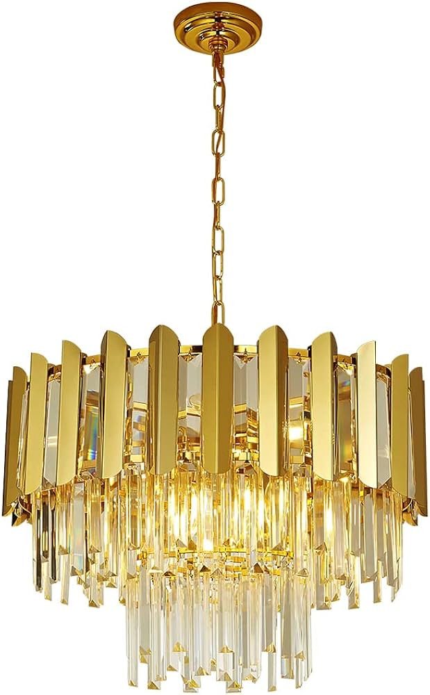ZIROOPLUS Modern Crystal Chandeliers, Luxury Gold Round Chandelier Raindrop Pendant Light Fixture... | Amazon (US)