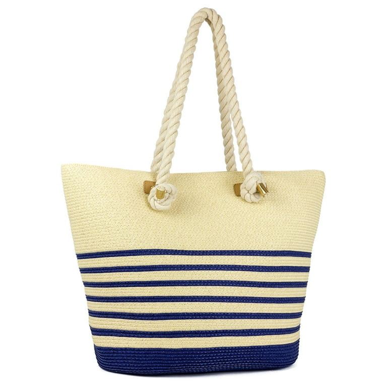 Magid Women's Adult Paper Straw Beach Bag Navy | Walmart (US)