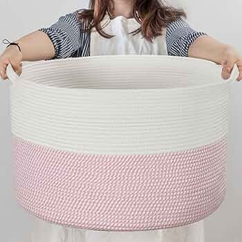 INDRESSME XXXLarge Storage Basket with Handle, Pink Laundry Basket for Nursery Storage Stuffed An... | Amazon (US)