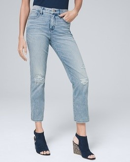 High-Rise Sculpt Destructed Straight Crop Jeans | White House Black Market