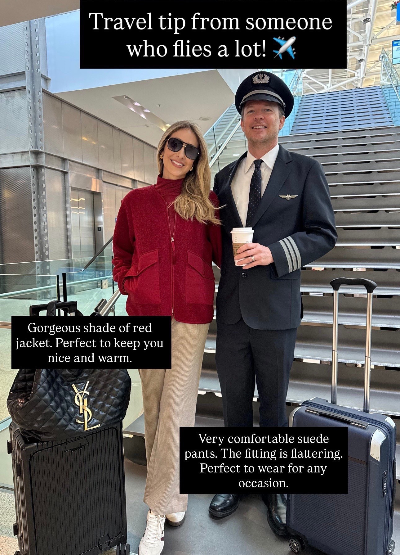 Airport outfit idea and travel outfit 
Travel tip from someone who flies a lot! ✈️
Gorgeous shade of red jacket. Perfect to keep you nice and warm. Very comfortable suede pants. The fitting is flattering.
Perfect to wear for any occasion.
Fits true to size and I’m wearing size small 



#LTKTravel #LTKSeasonal #LTKootd