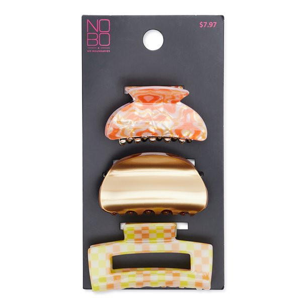 No Boundaries Juniors Claw Hair Clips, 3-Pack | Walmart (US)
