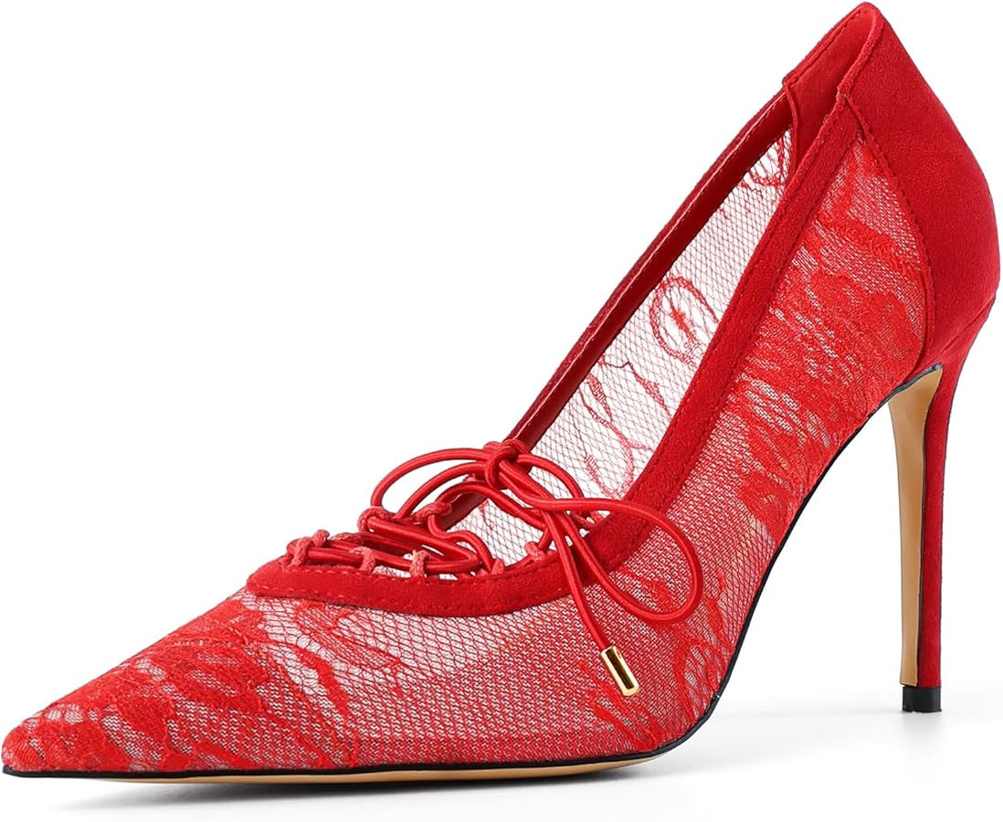 Women's Pumps Pointed Toe Heels Sexy Mesh Pumps High Stiletto Heels Party Homecoming Evening Wedd... | Amazon (US)