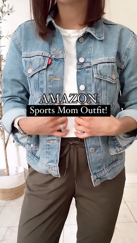 Amazon sports mom outfit idea! 

Joggers run true to size
Jean jacket runs true to size to small
White tee runs true to size



#LTKstyletip #LTKover40 #LTKfindsunder50