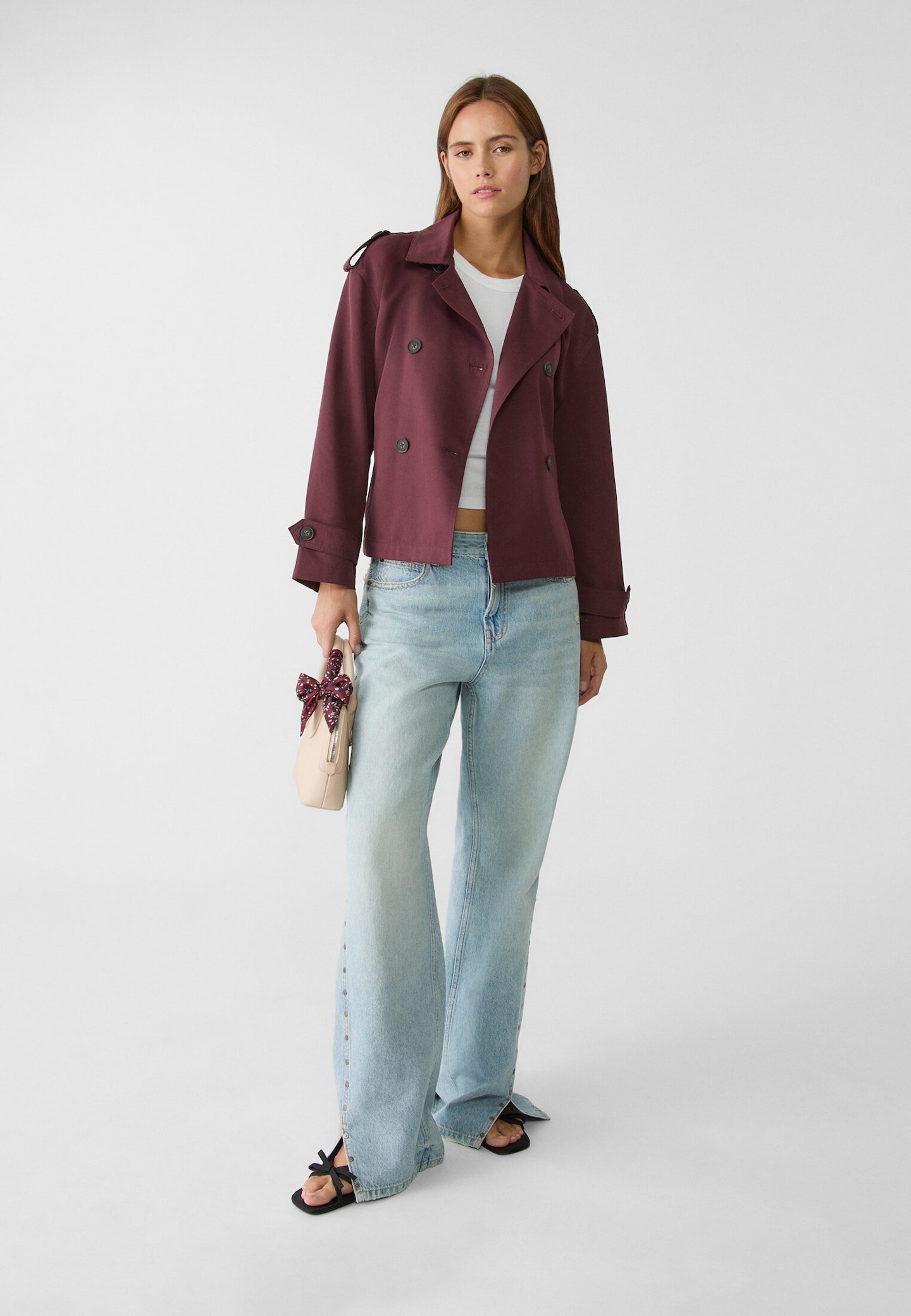 Short trench coat with belt - Women's Jackets | Stradivarius United Kingdom | Stradivarius (UK)