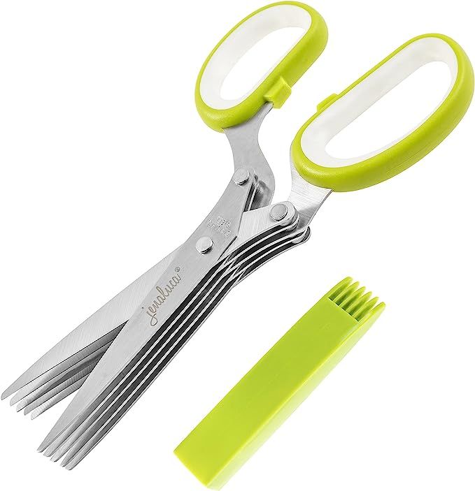 Jenaluca Herb Scissors with 5 Blades and Cover - Cool Kitchen Gadgets - Cutter, Chopper and Mince... | Amazon (US)