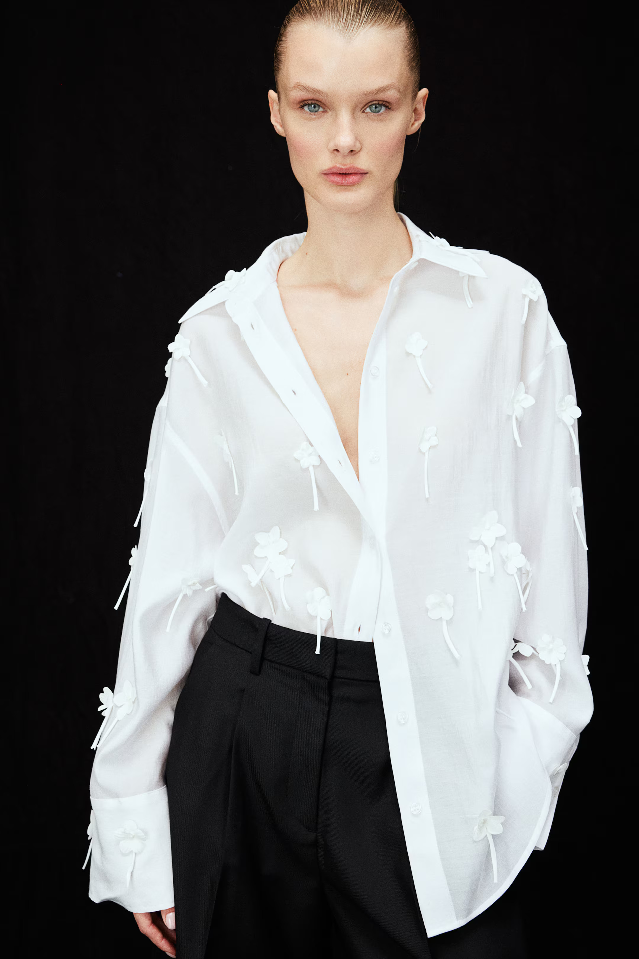Camicia oversize con applicazione - Bianco - DONNA | H&M IT | H&M (FR, IT, ES, PT, BE)