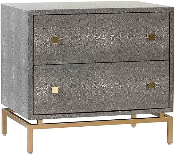 TOV Furniture Pesce Shagreen Modern Textured 2 Drawer Bedroom Nightstand, 25" Grey | Amazon (US)