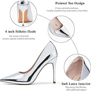 Elisabet Tang Women's High Heels Pumps Closed Pointed Toe Stiletto 4inch Heels Classic Office Spe... | Amazon (US)