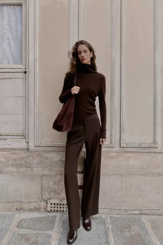 MID-WAIST STRAIGHT-LEG TROUSERS | Zara UK