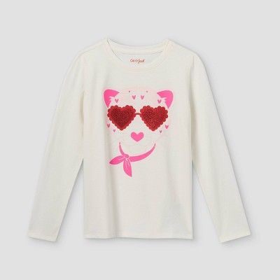 Girls' 'Valentine's Day Cheetah' Long Sleeve Graphic T-Shirt - Cat & Jack™ | Target