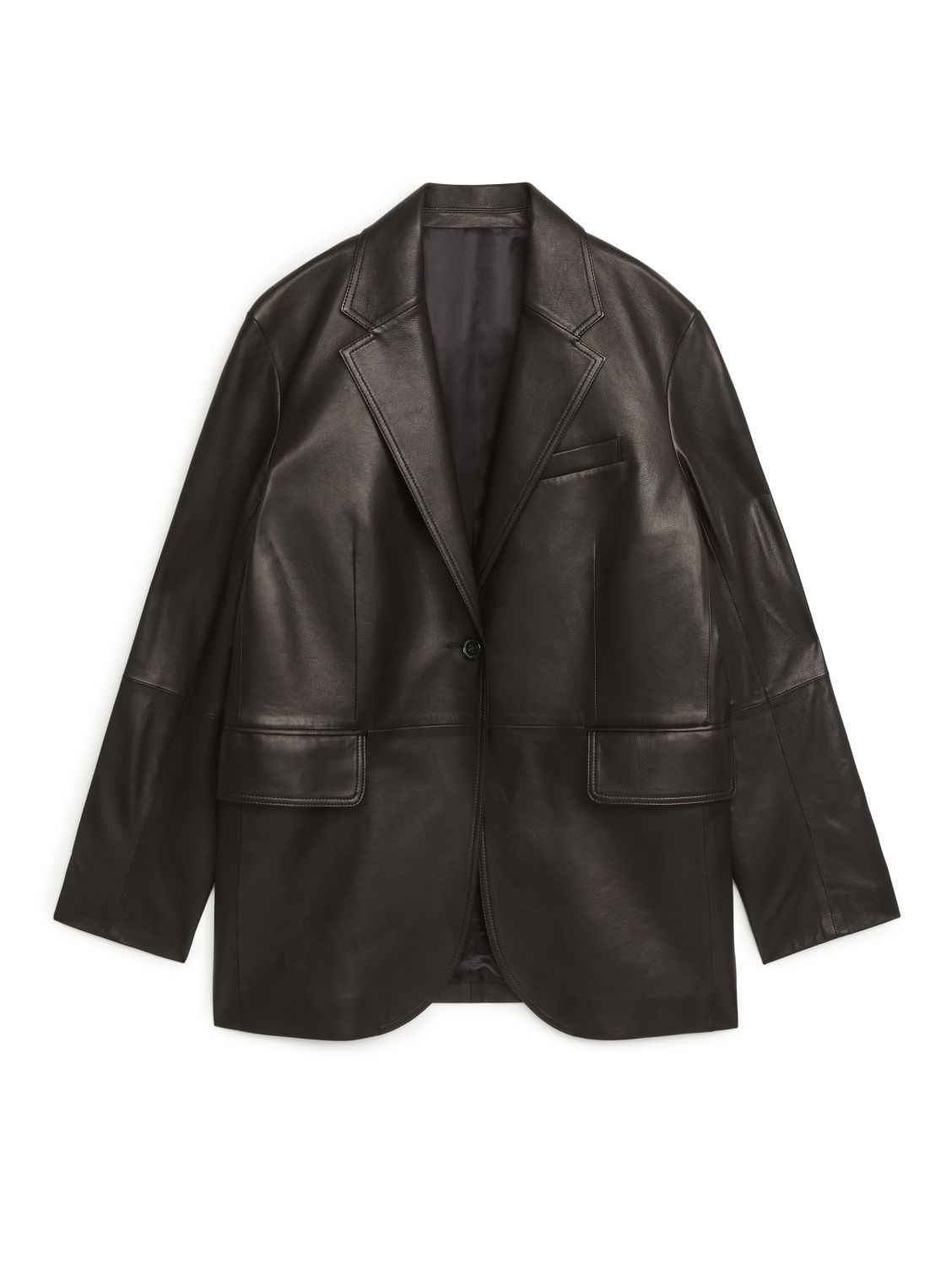 Oversized Leather Blazer - Black | ARKET (US&UK)
