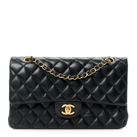 Lambskin Quilted Medium Double Flap Black | FASHIONPHILE (US)
