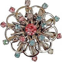 Vintage Multi Color Pastel Rhinestone Flower Brooch | Etsy (US)