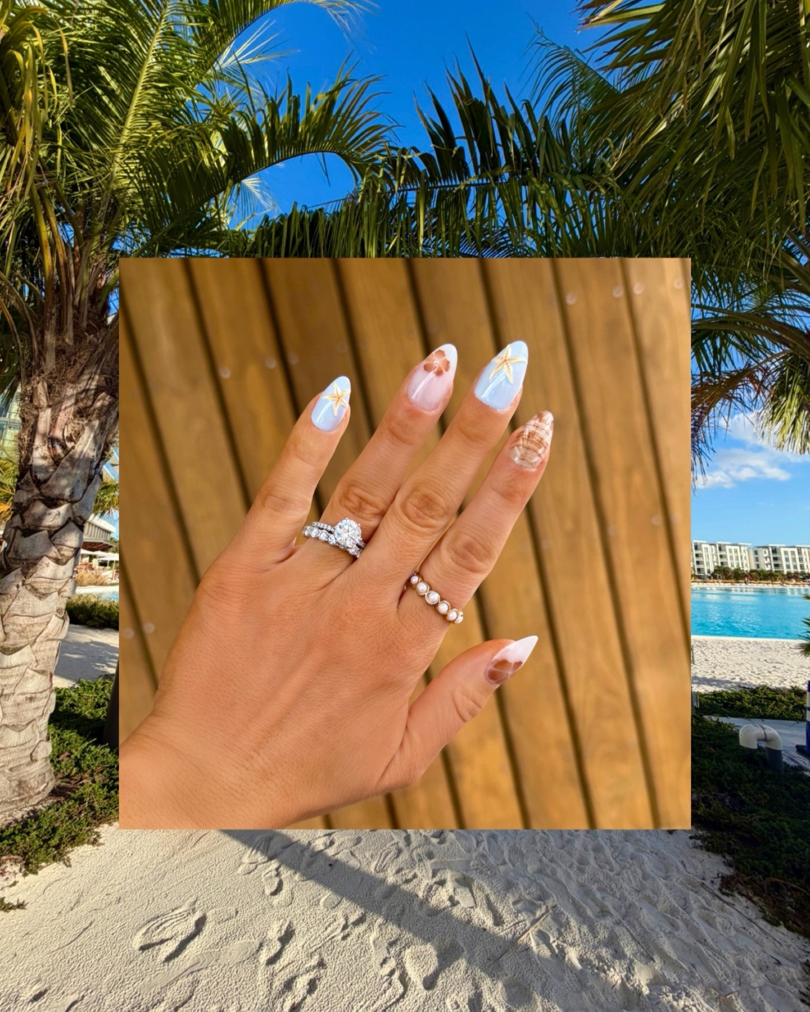 the PERFECT set of spring break + summer beach nails 😍🌺🩵💅🏻🐚 

#LTKSpringSale #LTKBeauty #LTKgrwm