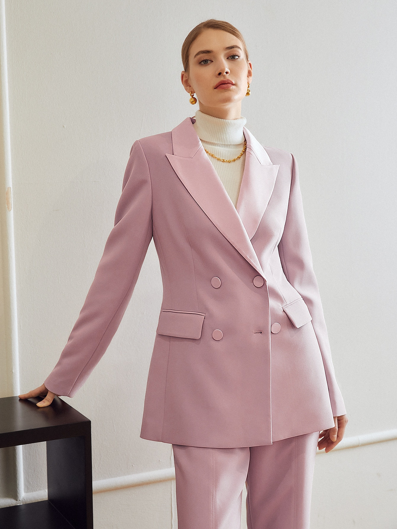 MOTF PREMIUM DOUBLE-BREASTED BLAZER | SHEIN