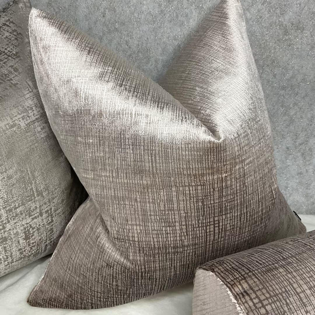 Osamu Taupe Luxury Square Cushion Pillow Cover Designer - Etsy | Etsy (US)