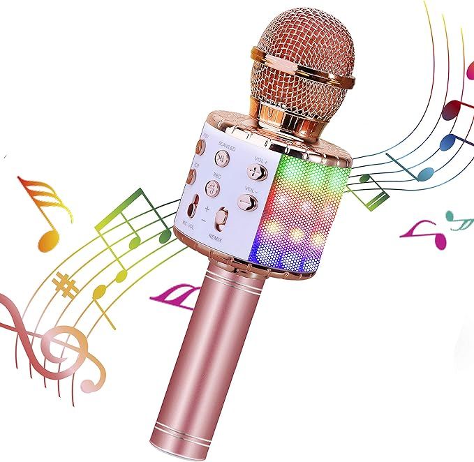 ShinePick Karaoke Microphone, 4 in 1 Wireless Microphone with LED Lights Handheld Portable Karaok... | Amazon (US)
