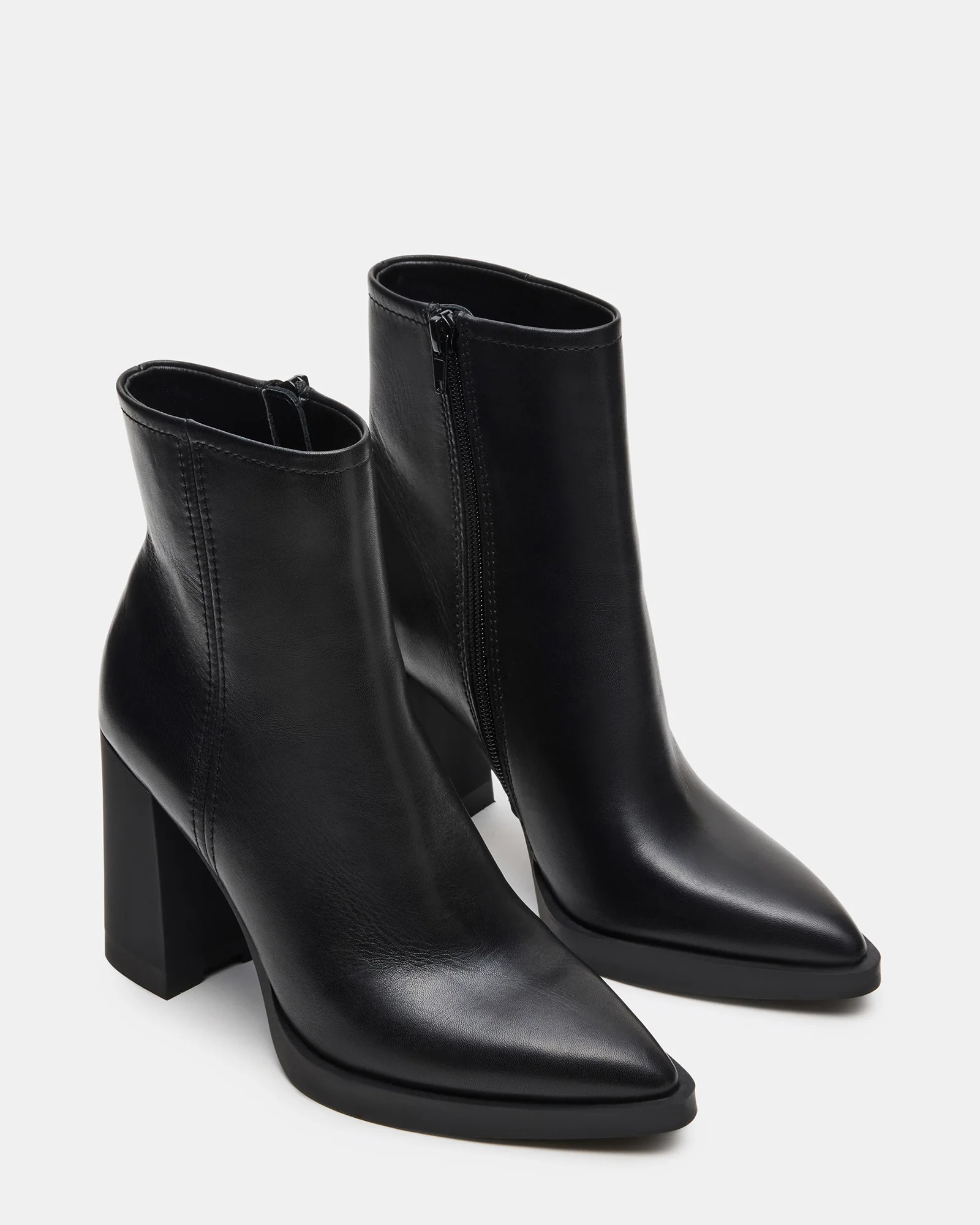 HARDEN Black Leather Women's Pointed-Toe Ankle Boot | Steve Madden (US)