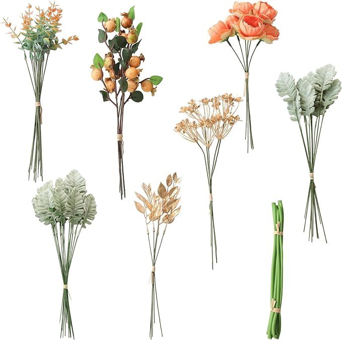 Floroom Artificial Greenery Stems Box Set, 63pcs with 7 Kinds of Faux Greenery Flowers Picks for ... | Amazon (US)