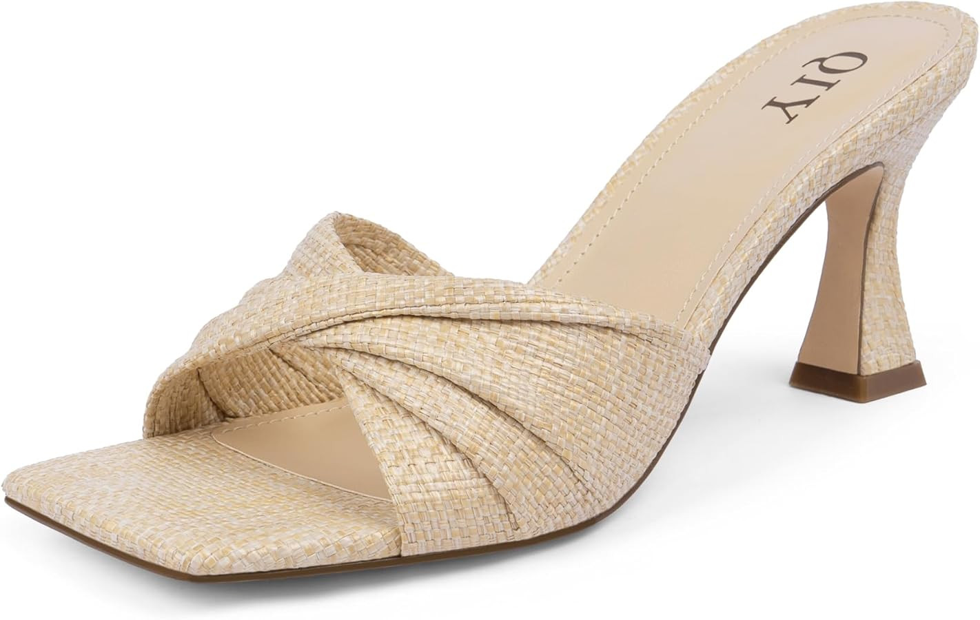 Mule Heels for Women Mid Heel Square Toe Heeled Sandals Summer Bridal Wedding Shoes | Amazon (US)