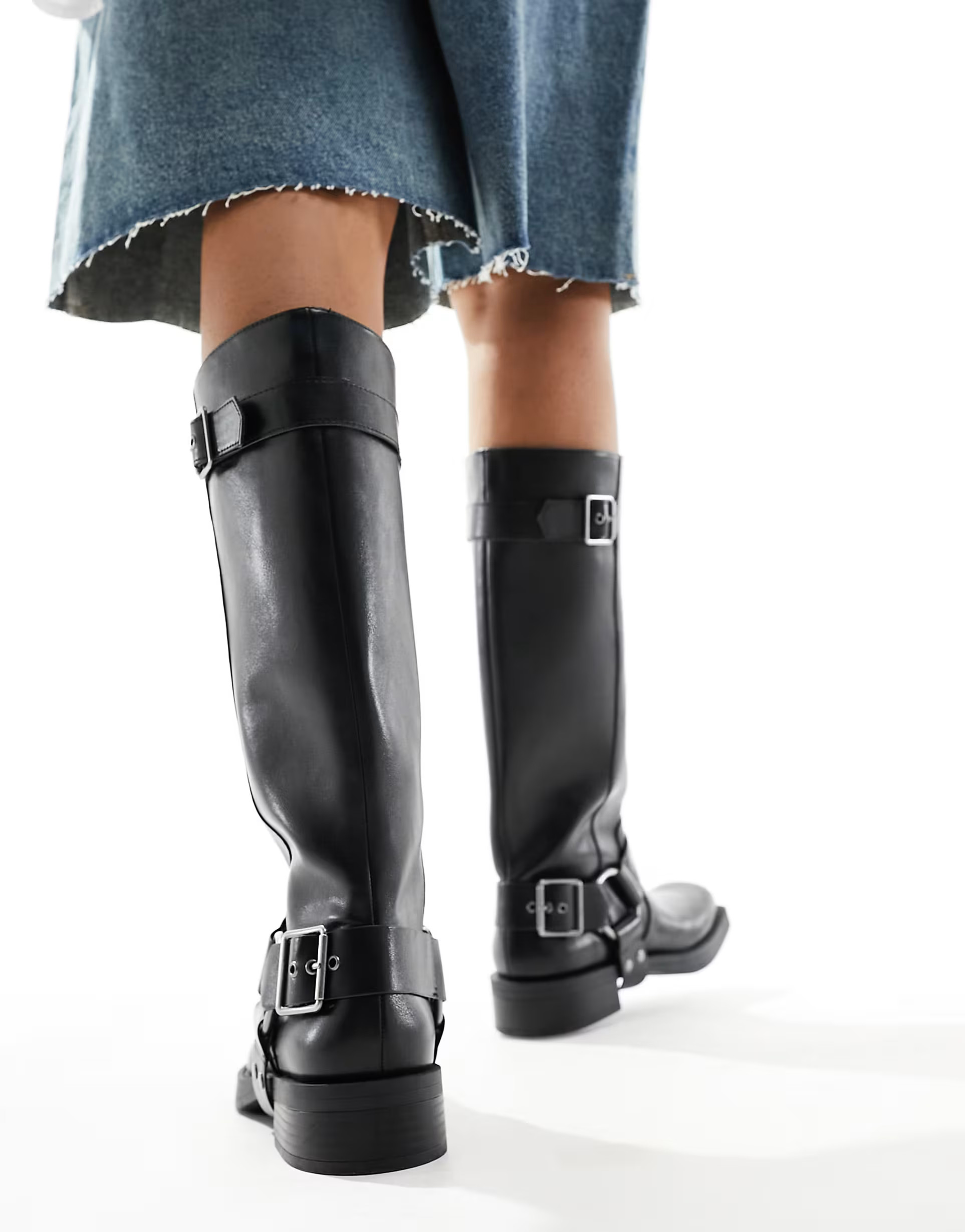 Pull&Bear buckle detail boot in black | ASOS (Global)