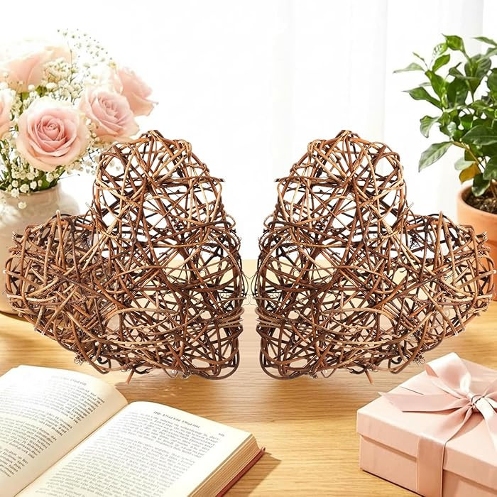 Weysat 2 Pcs Rustic Valentines Day Decorations 8 Inches Artificial Wicker Heart Table Centerpiece... | Amazon (US)