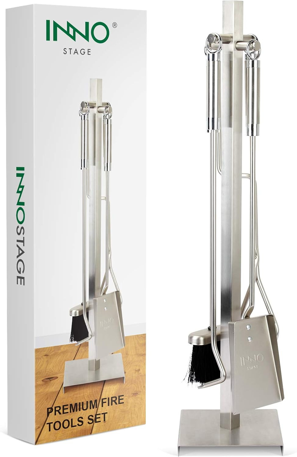 INNO STAGE 5 PCS Fireplace Tools Set Indoor, Stainless Steel Poker Wood Stove Log Tongs Holder Sh... | Amazon (US)