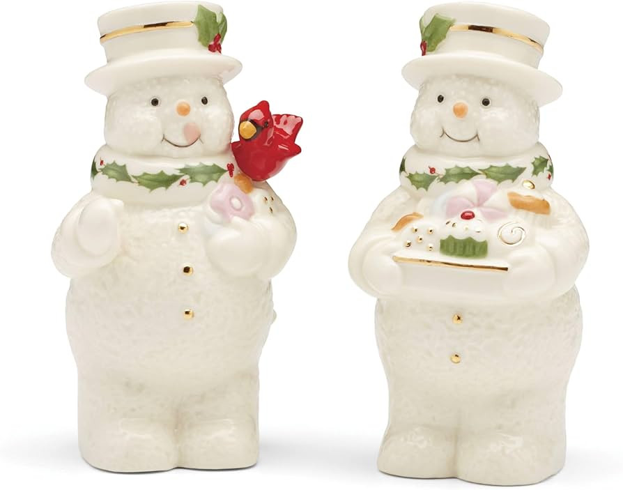Lenox 896361 Happy Holly Days Snowmen Salt & Pepper Set, 2-Piece, Ivory, Christmas & Holiday Host... | Amazon (US)