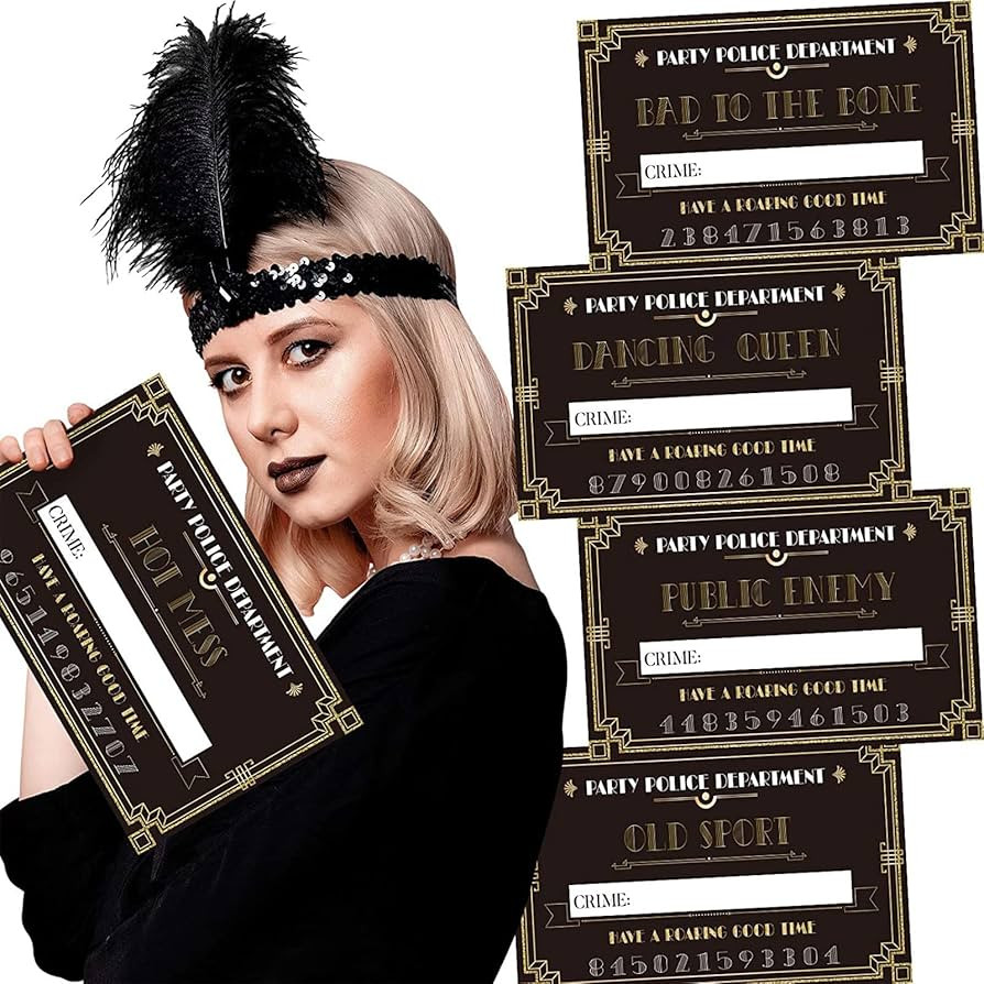 24 Pieces 1920s Party Mugshots Signs Photo Booth Props 1920s Art Jazz Mug Shots Decorations for S... | Amazon (US)