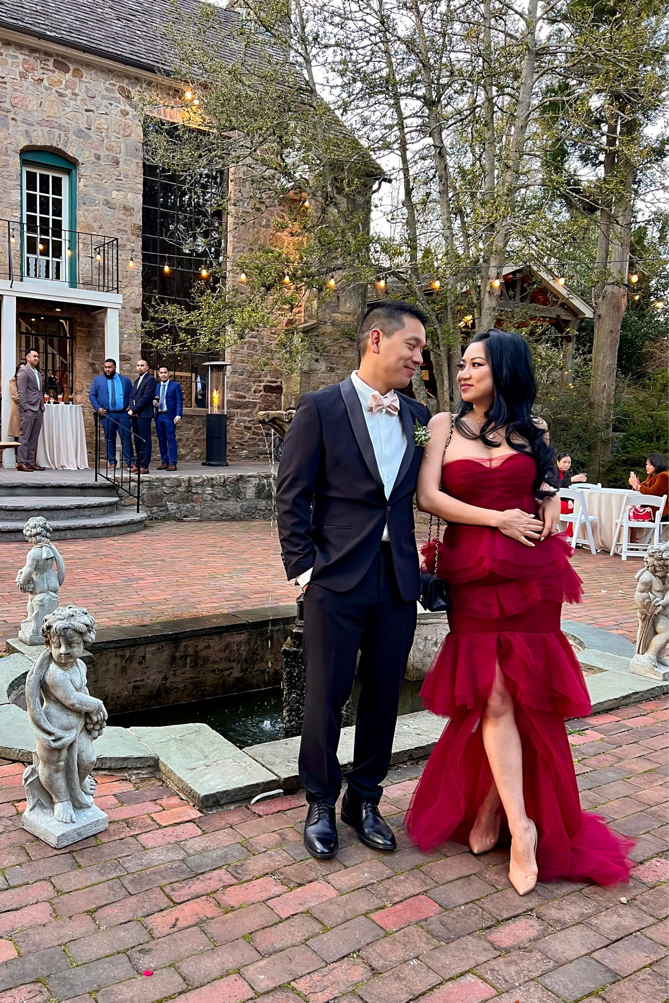 Alai Gown by Michael Costello // Elegant strapless dress featuring a boned bodice, tulle fabric throughout with a high low hem and tiered ruffles. The color is a beautiful and rich oxblood red. Perfect as a wedding guest dress or to any black tie event. I’m wearing size small.

#LTKGala #LTKparties #LTKwedding