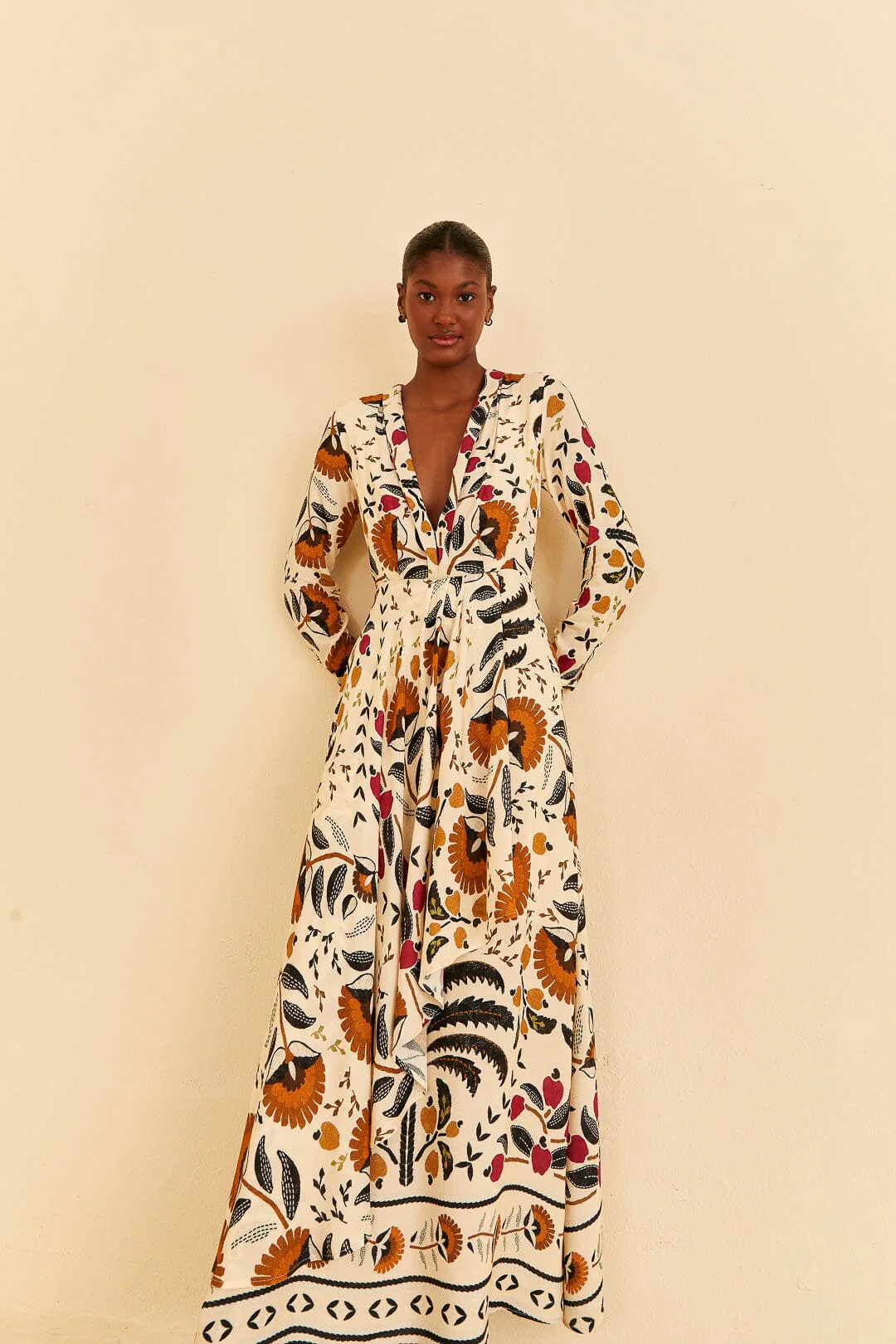 Sand Palms Paradise Long Sleeve Maxi Dress | FarmRio (US)