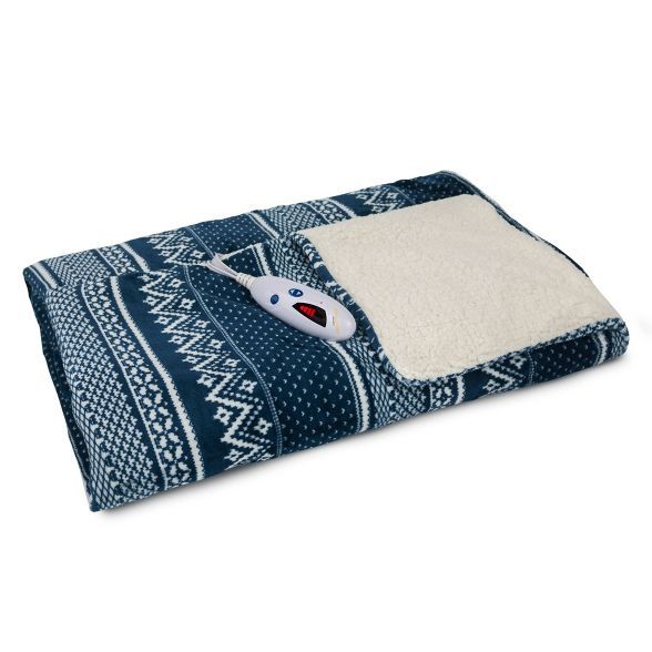 Velour and Sherpa Electric Throw Blanket - Biddeford Blankets | Target