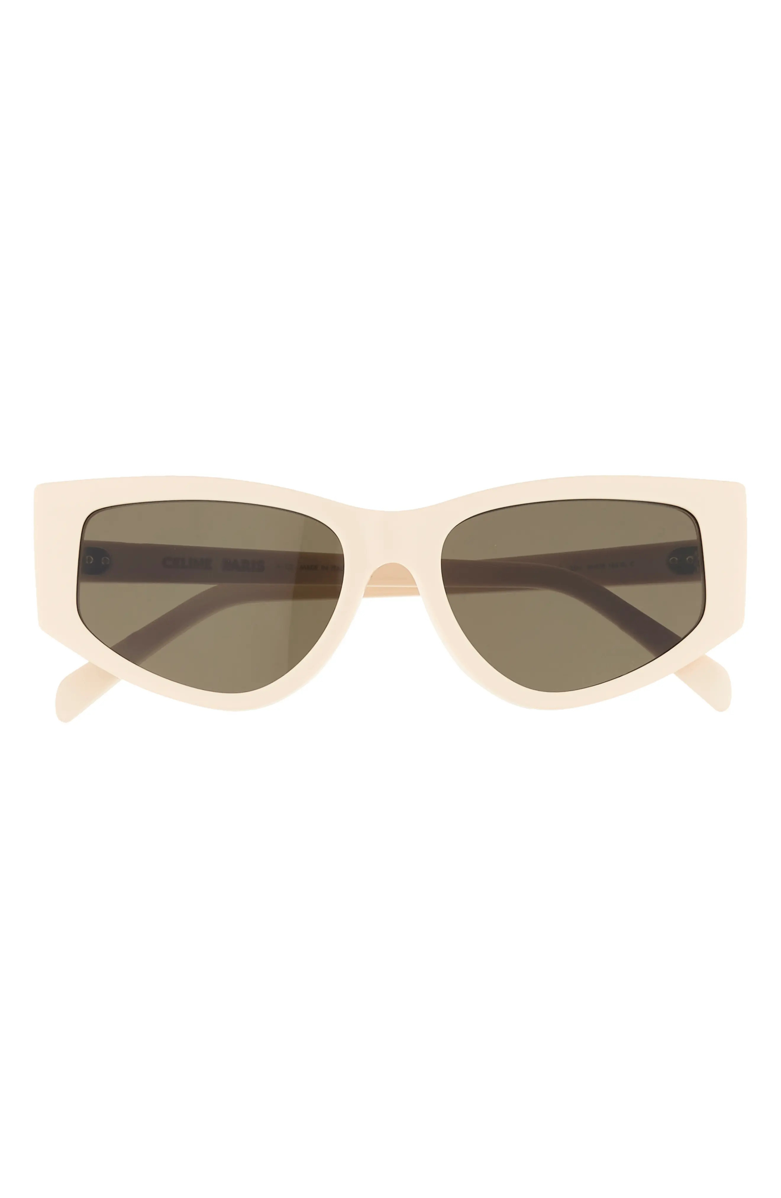 CELINE 56mm Rectangular Sunglasses in Ivory /Green at Nordstrom | Nordstrom