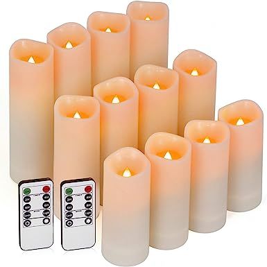 Enido Flameless Candles Led Candle Exquisite Pack of 12 Battery Candles (D2.15'' x H4''5''6'') Wa... | Amazon (US)