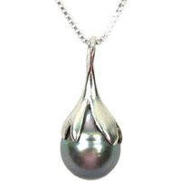 9-10mm Baroque Tahitian Black Pearl Drop Pendant in Sterling Silver Or 14K Gold | Etsy (US)